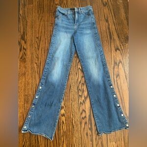 Veronica Beard Crosbie Wide Leg High Rise Jeans with Button Accents